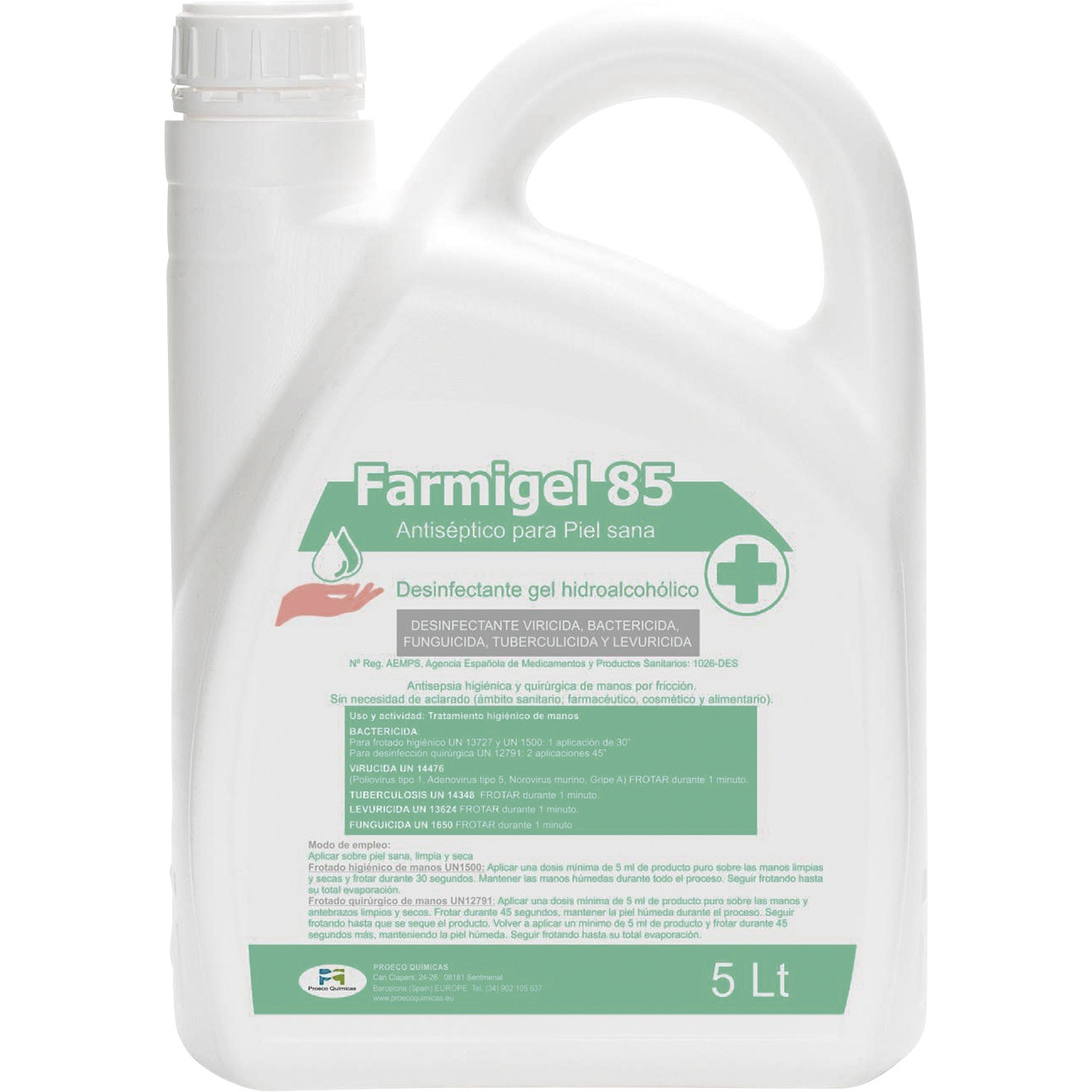 Farmigel 85 gel hidroalcohòlic per a mans